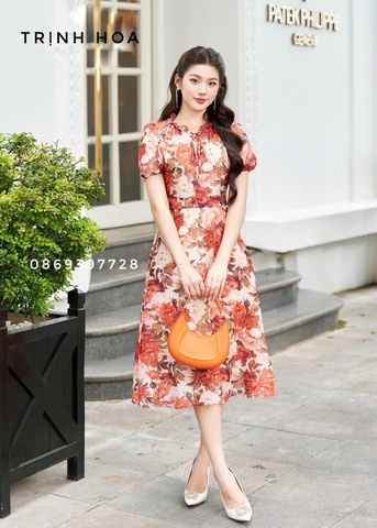 Đầm tơ hoa mùa hè mát nhẹ 2 màu