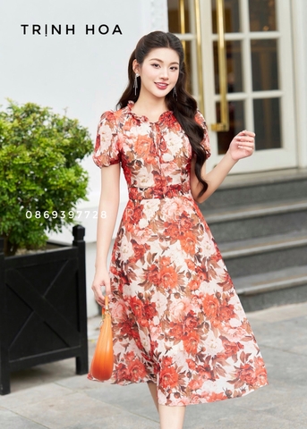 Đầm tơ hoa mùa hè mát nhẹ 2 màu