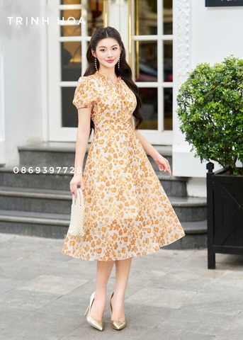 Đầm tơ hoa mùa hè mát nhẹ 2 màu