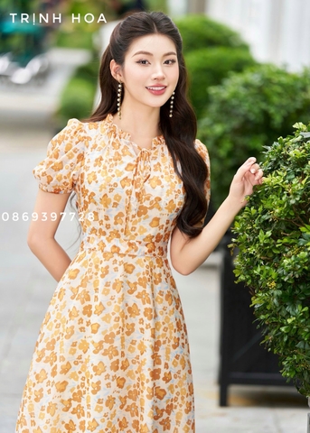 Đầm tơ hoa mùa hè mát nhẹ 2 màu