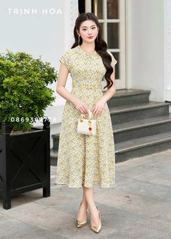 Đầm liền hoa nhí cao cấp 3 màu