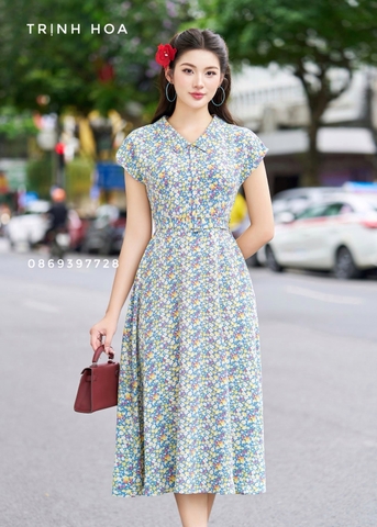 Đầm liền hoa nhí cao cấp 3 màu