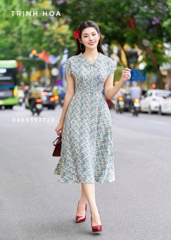 Đầm liền hoa nhí cao cấp 3 màu