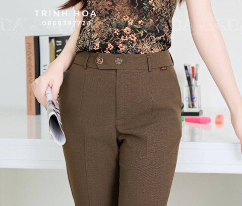 Quần vải nữ công sở dài 7 tấc kiểu dáng baggy màu nâu