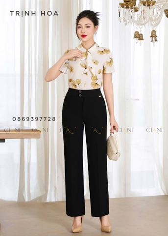 Quần tây nữ công sở dáng suông màu đen