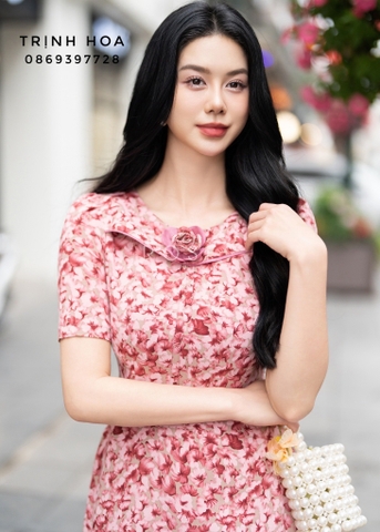 Đầm công sở hoa nhí mùa hè cao cấp 2 màu