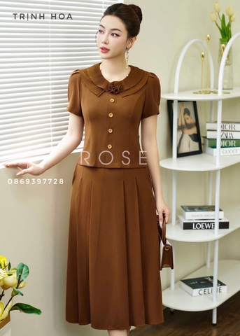 Set bộ nữ công sở đẹp cao cấp 2 màu nâu và đen