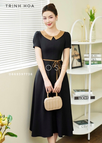 Đầm dáng xoè màu đen đẹp cao cấp