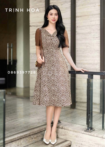 Đầm công sở nữ dáng xoè mùa hè nhẹ nhàng