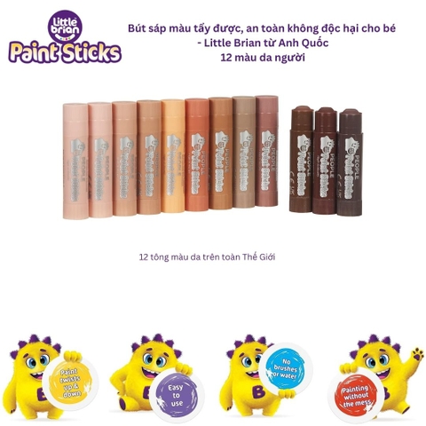 Bút sáp màu tẩy được Little Brian - 12 màu da