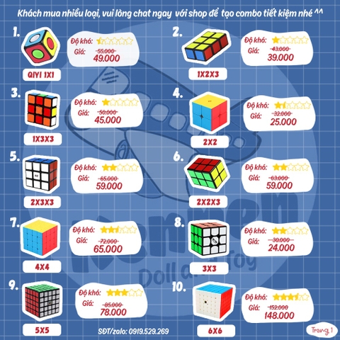 Rubik meilong/qiyi 2x2 3x3 4x4 5x5 6x6 7x7 2x3 Skewb Dino Pyraminx Megaminx cao cấp nhiều biến thể xoay trơn không giắt