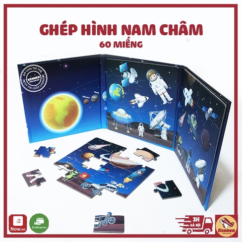 Ghép tranh 60 miếng nam châm loại to chủ đề giáng sinh cho bé từ 3 tuổi