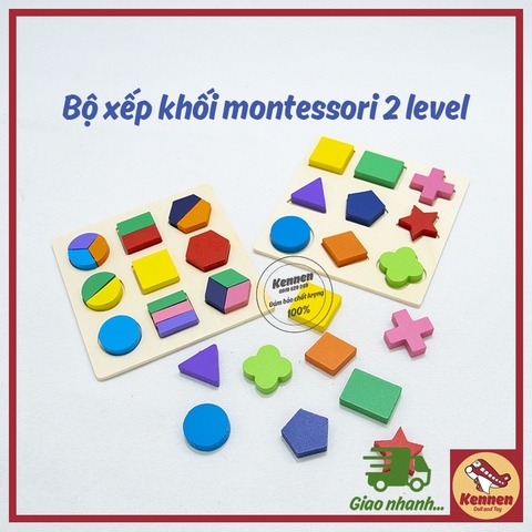 Bộ xếp khối montessori bé từ 1-3 tuổi LOẠI ĐẸP