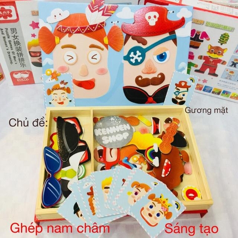 Ghép hình nam châm theo mẫu thẻ các chủ đề