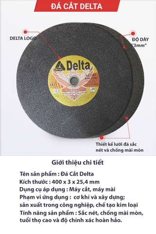 Đá cắt Delta đen 400 x 3 x 25.4mm