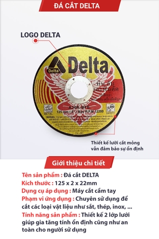 Đá cắt Delta 125 x 2 x 22mm