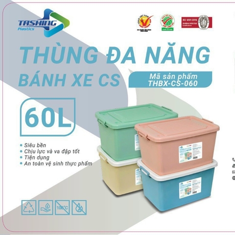 THÙNG VUÔNG 30 LÍT  BÁNH XE MÀU MỚI PASTEL ĐH