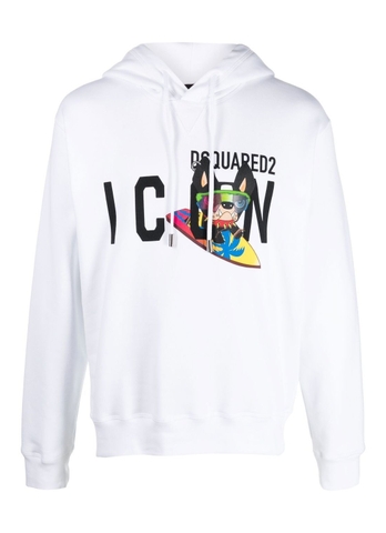Dsquared2 logo-print drawstring hoodie - white