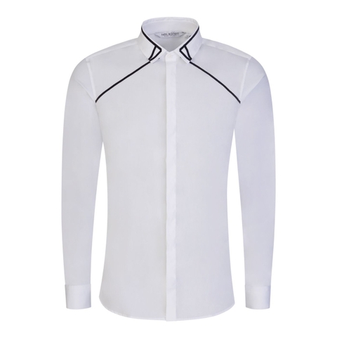 Neil Barrett White Tuxedo Grosgrain Collar Detail Shirt