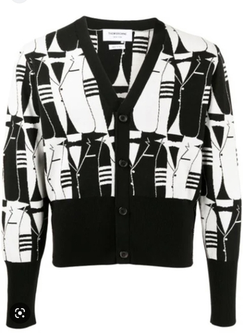 Thom Browne suit motif jacquard wool cardigan