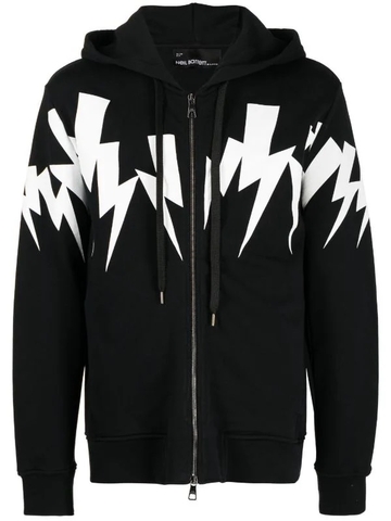 Neil Barrett Thunderbolt-print zip-up hoodie