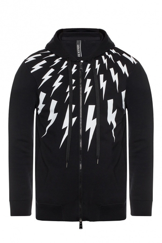 NEIL BARRETT LIGHTNING BOLT ZIP HOODIE