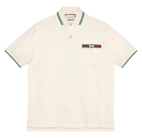 Cotton polo with Web and Interlocking G