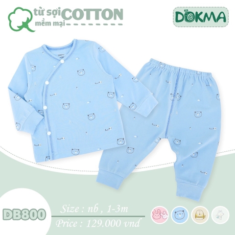 Bộ cài lệch sơ sinh dài tay Dokma 800