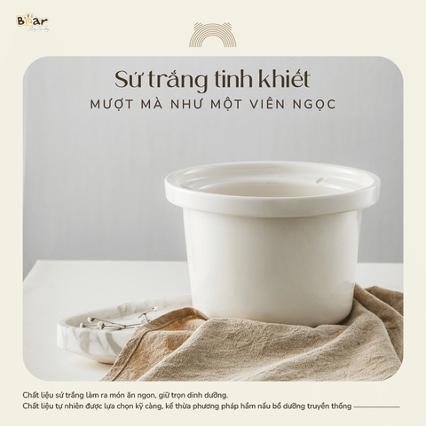 Nồi Nấu Chậm 1.5L BEAR SB-NNC15 Đa Năng Nấu Cháo, Hầm Nhanh, Nấu Chậm Trực Tiếp, Kho Thịt Kho Cá Giữ Ấm - Bản Tiếng Việt