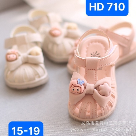 Dép rọ, sandal đế kếp mềm nơ đính thỏ con xinh xắn cho bé gái