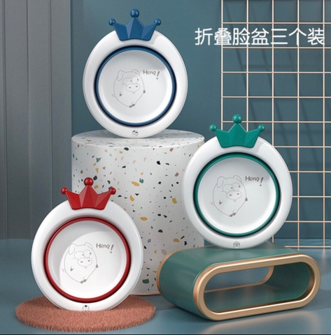 Chậu Rửa Mặt Gấp Gọn Silicon Đa Năng cho bé có quai treo mẫu mới 2023