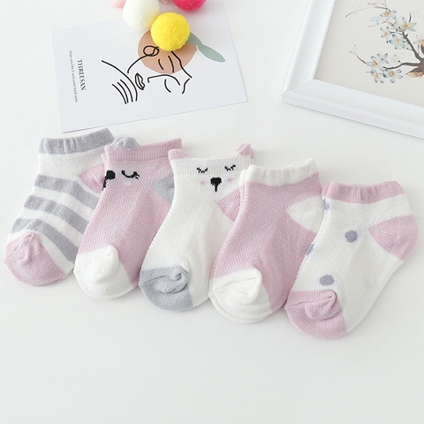 Set 5 Đôi Tất Lưới Thoáng Khí PONY KID Dễ Thương Cho Bé