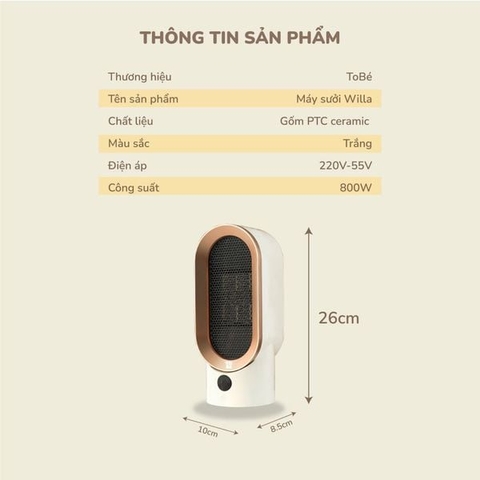 Máy Sưởi TOBE' WILLA MS 9138 ( bảo hành 6 tháng)