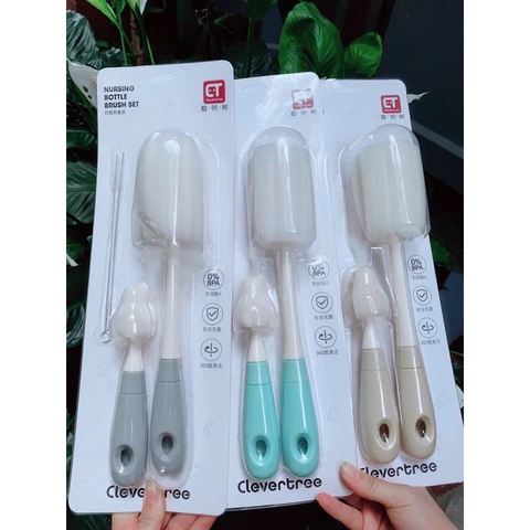 Set 2 cọ bình sữa Clever có mút phù hợp với mọi loại bình