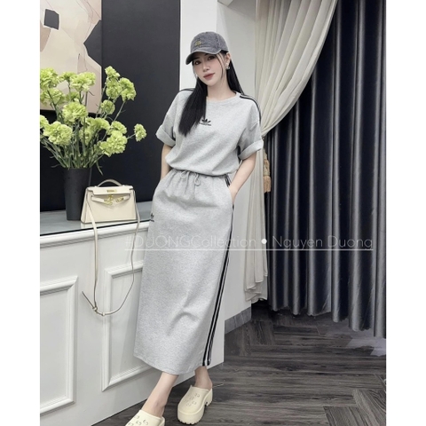 Set Váy Adidas QCCC Thêu Phối Sọc Sườn