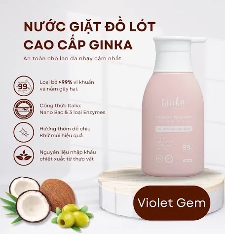 Nước giặt đồ lót cao cấp Ginka - Hồng Violet 280ml