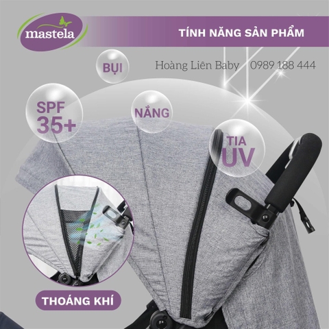 Xe đẩy cho bé du lịch Mastela A2 - Khung Aluminum cao cấp siêu nhẹ, dễ dàng gấp gọn, bảo hành 12 tháng chính hãng