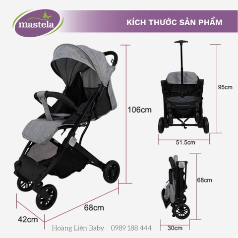 Xe đẩy cho bé du lịch Mastela A2 - Khung Aluminum cao cấp siêu nhẹ, dễ dàng gấp gọn, bảo hành 12 tháng chính hãng
