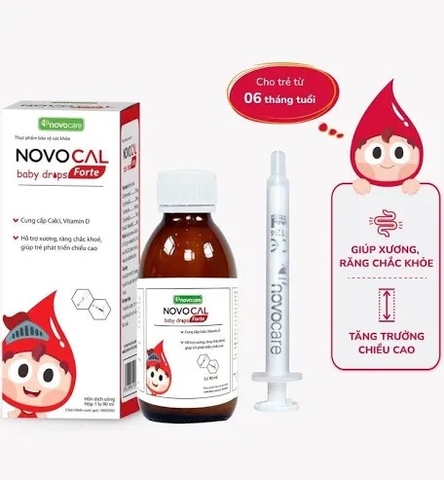 Canxi cho bé từ 6 tháng Novocare - Novocal Baby Drops Forte bổ sung canxi, D3 cho bé giúp xương chắc khỏe, tăng chiều cao