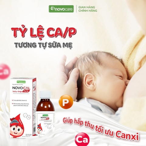 Canxi cho bé từ 6 tháng Novocare - Novocal Baby Drops Forte bổ sung canxi, D3 cho bé giúp xương chắc khỏe, tăng chiều cao