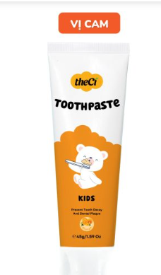 Kem Đánh Răng theCi Cho Bé Toothpaste Kids Vị Cam, Trẻ Em Nuốt Được 45g dành cho bé từ 6 tháng trở lên