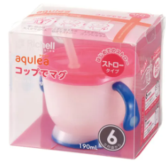Cốc Tập Uống 3 Giai Đoạn RICHELL RC41012 6m+ 150ml (Ống Hút Silicone, Sáng Chế Van Đẩy Nước)