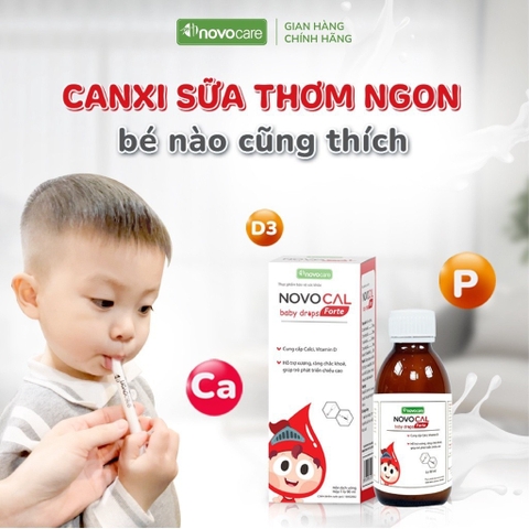 Canxi cho bé từ 6 tháng Novocare - Novocal Baby Drops Forte bổ sung canxi, D3 cho bé giúp xương chắc khỏe, tăng chiều cao