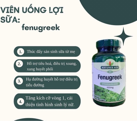 TPCN - Viên uống lợi sữa cỏ cà ri Anh Natures Aid Fenugreek 500mg (90 viên)