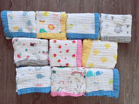 Khăn tắm, khăn xô sợi tre 6 lớp bo viền mềm mịn cao cấp cho bé