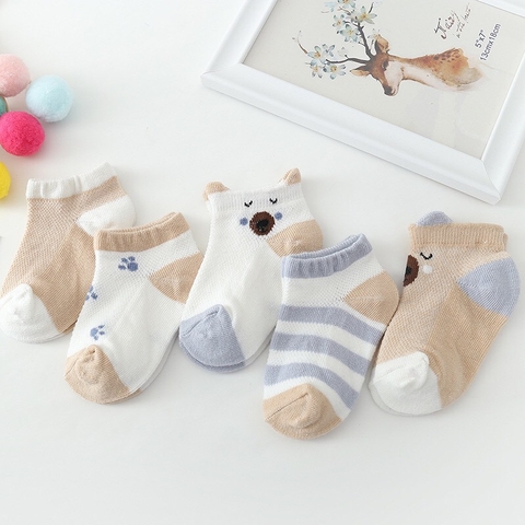 Set 5 Đôi Tất Lưới Thoáng Khí PONY KID Dễ Thương Cho Bé