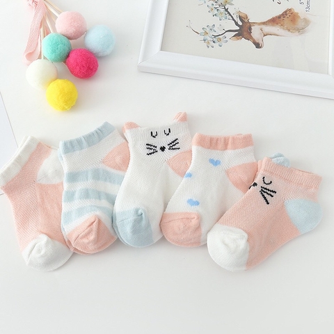 Set 5 Đôi Tất Lưới Thoáng Khí PONY KID Dễ Thương Cho Bé