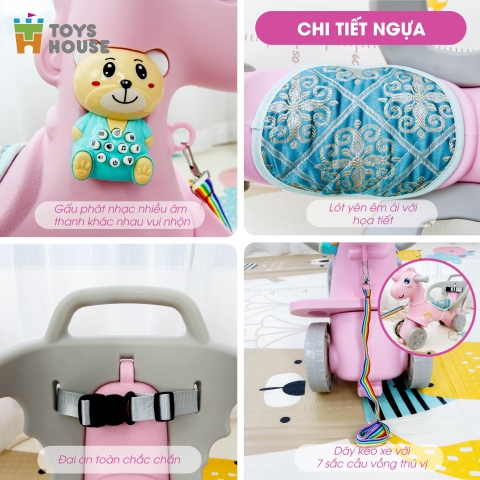 Ngựa Chòi Chân Có Dây Kéo Toys House