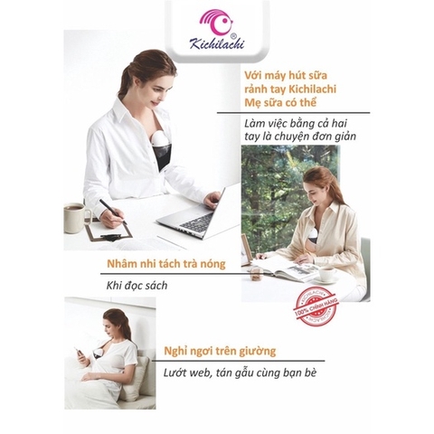 PKBS - Máy hút sữa điện rảnh tay KICHILACHI, hút êm, không đau (Pin sạc tích điện, chất liệu TRITAN)