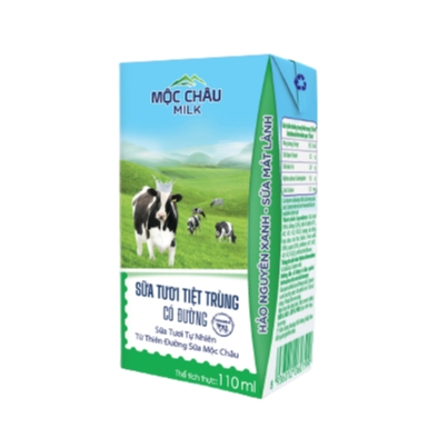 Sữa tươi tiệt trùng có đường MỘC CHÂU 110ml(1 lốc-4 hộp)
